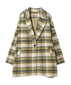 Green Parks ・ＥＬＥＮＣＡＲＥ　ＤＵＥ　シャギーチェックミドルコート