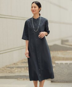 J.PRESS LADIES 【WEB限定カラーあり】エンブロイダリー シャツ ワンピース ネイビー系