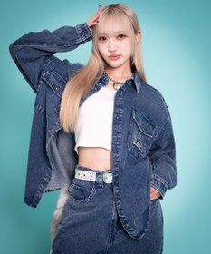 WEGO 【ユニセックス着用ITEM/MLサイズ展開】グラフィックデニムシャツ（LS）