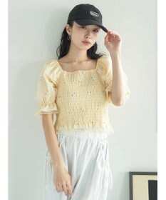 earth music&ecology フラワー刺繍ブラウス