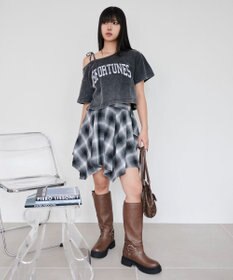 WEGO チェックシャツイレヘムミニスカート