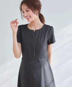 Tiaclasse 【小倉優子さん着用・洗える】フラップ付きミディアム丈フレアワンピース