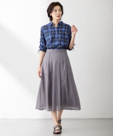 J.PRESS LADIES L 【洗える】モデレートマドラス ギャザースリーブ ブラウス