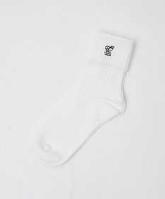 WEGO ロゴ刺繍折り返しクルーソックス