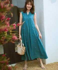 23区 【先行予約/WEB&一部店舗限定】シアーワッシャー 刺繍 ワンピース