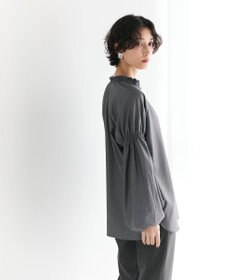 #Newans 【洗濯機可/しわになりにくい】シャーリングネック ボリュームスリーブブラウス