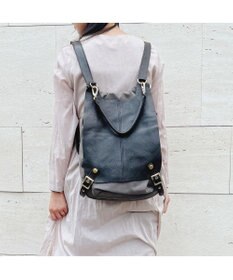 UNBILLION perche / 牛革かぶせキャンバスリュックサック