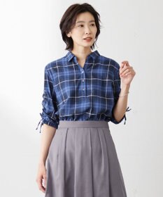 J.PRESS LADIES L 【洗える】モデレートマドラス ギャザースリーブ ブラウス