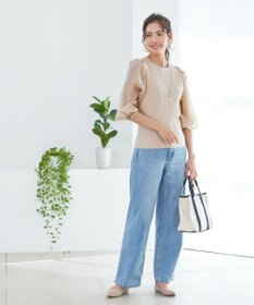 Tiaclasse 【洗える】袖ドッキングリブニットトップス