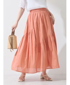 earth music&ecology コットンボイルランダム切替フレアスカート