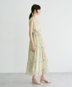 YECCA VECCA シアー花柄プリーツワンピース