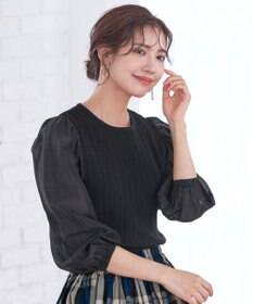 Tiaclasse 【洗える】袖ドッキングリブニットトップス