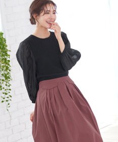 Tiaclasse 【洗える】袖ドッキングリブニットトップス