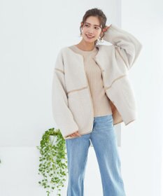 Tiaclasse 【洗える】袖ドッキングリブニットトップス