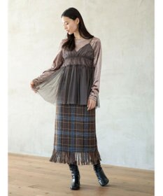 Green Parks ・ＳＵＧＡＲ　ＳＰＯＯＮ　チェックフリンジスカート