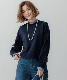 23区 S 【洗える】クリアコットンテリー ストライプフリル スウェット