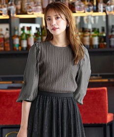 Tiaclasse 【洗える】袖ドッキングリブニットトップス