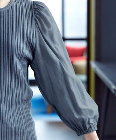 Tiaclasse 【洗える】袖ドッキングリブニットトップス