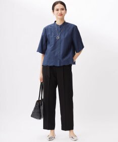 自由区 【カタログ掲載・接触冷感・洗える】エンブロイダリーローンシャツ ブラウス