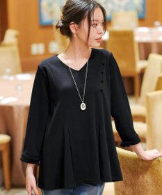 Tiaclasse L 【洗える】美ラインタックボタンカットソートップス