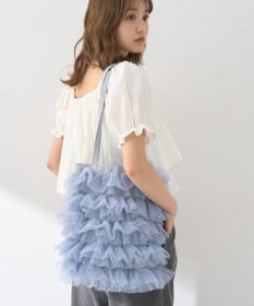 earth music&ecology ドットチュールフリルトートバッグ