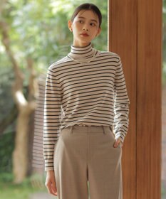 J.PRESS LADIES 【ご好評につき新色追加！・WEB限定カラーあり・洗える】PRINCE タートルネック ニット ベージュ×スレート系