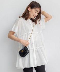 組曲 【洗える】ナチュラルローンギャザーフレア ブラウス