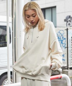 WEGO ピグメントハーフZIPロゴプルパーカー