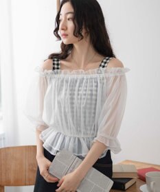 WEGO 【２点セット】キャミSETオーガンジーオフショルブラウス