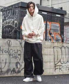 WEGO ピグメントハーフZIPロゴプルパーカー