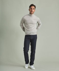 GOTAIRIKU 【家庭洗濯可能】イタリア糸 ハイゲージ タートルニット_リンクス柄