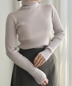 UNFILO 【吸湿発熱】リブ タートルネック ニット