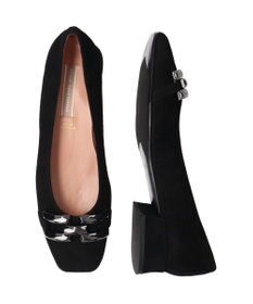 INTER-CHAUSSURES 【INTER-CHAUSSURES】スクエアトウローヒールバックルパンプス