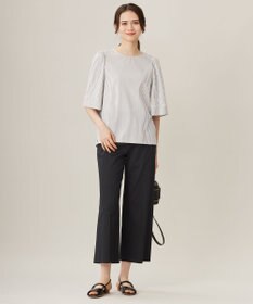 自由区 【洗える】リヨセルコットンストライプ カットソー