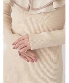 earth music&ecology パイピングフレアカラーニットワンピース