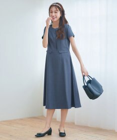 Tiaclasse 【小倉優子さん着用・洗える】フラップ付きミディアム丈フレアワンピース