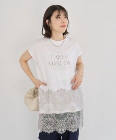 Green Parks フレンチスリーブ裾レースロゴチュニック