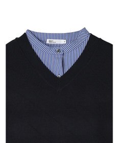 CRAFT STANDARD BOUTIQUE 【洗える】ニットベスト+バンドカラーシャツ-SET