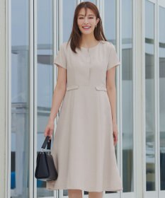 Tiaclasse 【小倉優子さん着用・洗える】フラップ付きミディアム丈フレアワンピース