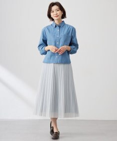 J.PRESS LADIES L 【洗える】オーガンジートリコット プリーツ スカート