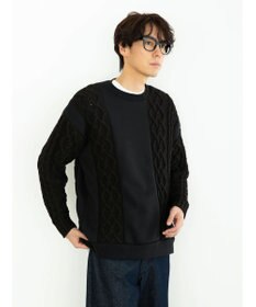 CRAFT STANDARD BOUTIQUE ケーブルニット切り替え裏起毛スウェット