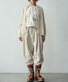 muuc 〈軽やかな尾州産リネンウール〉スラックスパンツ  　ロングシーズン 秋冬春 後ろウエストゴム有り ゆったりシルエット セットアップ可能  裏地有り