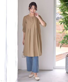 Tiaclasse 【洗える】ランダムタックチュニックワンピ―ス