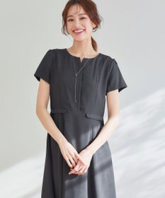 Tiaclasse 【小倉優子さん着用・洗える】フラップ付きミディアム丈フレアワンピース