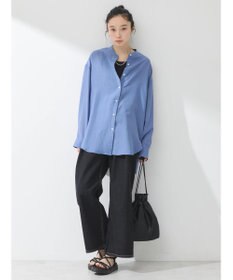 earth music&ecology シアーバンドカラーシャツ