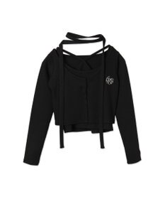 WEGO 【2点SET】ワンポイント刺繍キャミセットカーデ