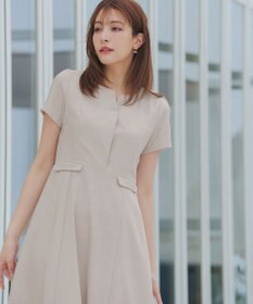 Tiaclasse 【小倉優子さん着用・洗える】フラップ付きミディアム丈フレアワンピース