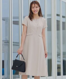 Tiaclasse 【小倉優子さん着用・洗える】フラップ付きミディアム丈フレアワンピース