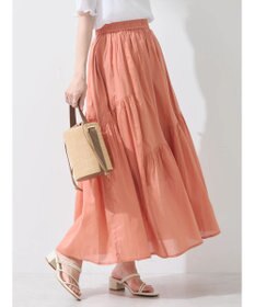 earth music&ecology コットンボイルランダム切替フレアスカート