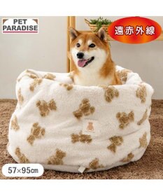 PET PARADISE ペットパラダイス くまちゃん織り 遠赤外線  筒型 寝袋  Ｌ